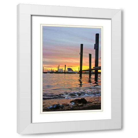 Sunset Harbour White Modern Wood Framed Art Print with Double Matting by Orlando