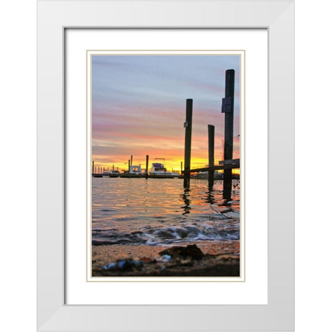 Sunset Harbour White Modern Wood Framed Art Print with Double Matting by Orlando