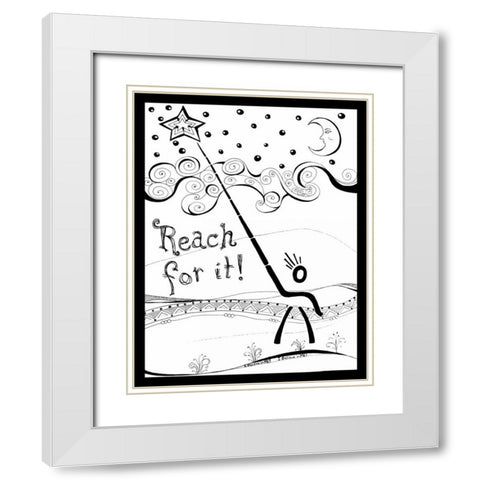 Reach For It White Modern Wood Framed Art Print with Double Matting by Pearson, Debbie