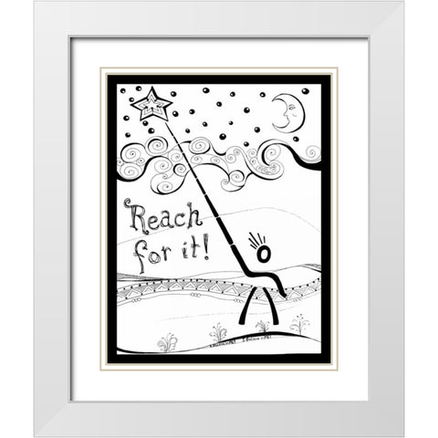 Reach For It White Modern Wood Framed Art Print with Double Matting by Pearson, Debbie