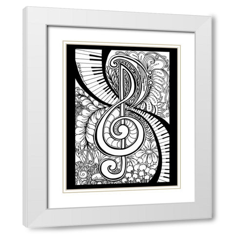 Treble Clef Garden White Modern Wood Framed Art Print with Double Matting by Pearson, Debbie
