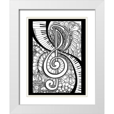 Treble Clef Garden White Modern Wood Framed Art Print with Double Matting by Pearson, Debbie