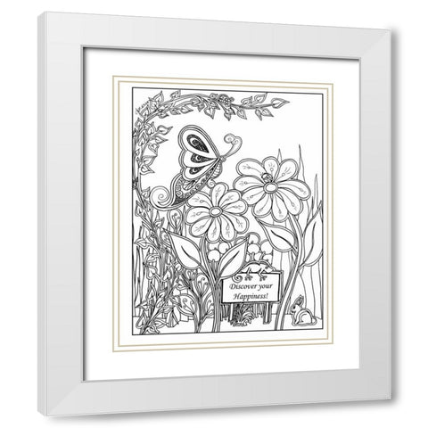Discover Your Happiness White Modern Wood Framed Art Print with Double Matting by Pearson, Debbie