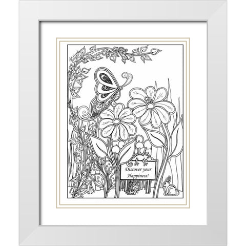 Discover Your Happiness White Modern Wood Framed Art Print with Double Matting by Pearson, Debbie