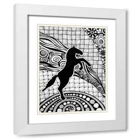 Horse White Modern Wood Framed Art Print with Double Matting by Pearson, Debbie
