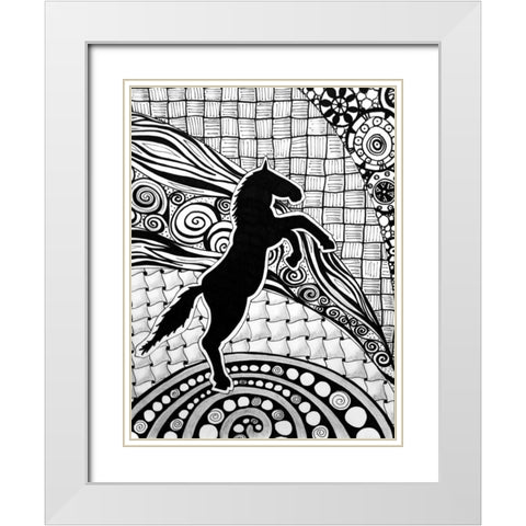 Horse White Modern Wood Framed Art Print with Double Matting by Pearson, Debbie