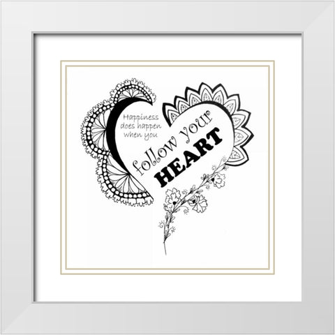 Follow Your Heart White Modern Wood Framed Art Print with Double Matting by Pearson, Debbie