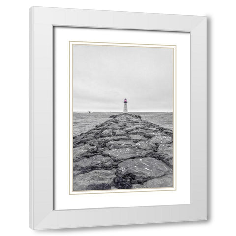 Patchogue Lighthouse White Modern Wood Framed Art Print with Double Matting by DeLuca, Pat
