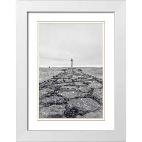Patchogue Lighthouse White Modern Wood Framed Art Print with Double Matting by DeLuca, Pat