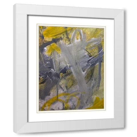 Lit Strokes 1 White Modern Wood Framed Art Print with Double Matting by Spina, Phyllis