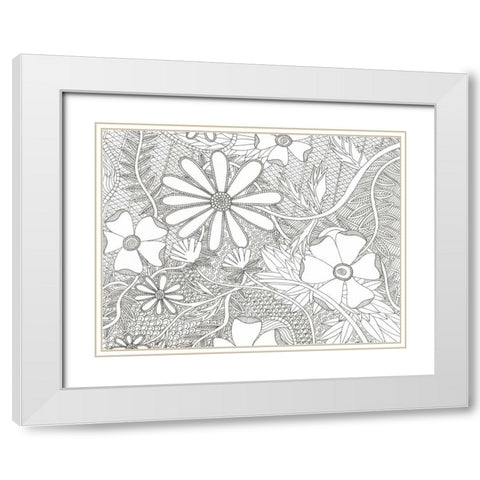 Wild Daisys Less White Modern Wood Framed Art Print with Double Matting by Varacek, Pam