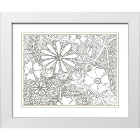 Wild Daisys Less White Modern Wood Framed Art Print with Double Matting by Varacek, Pam