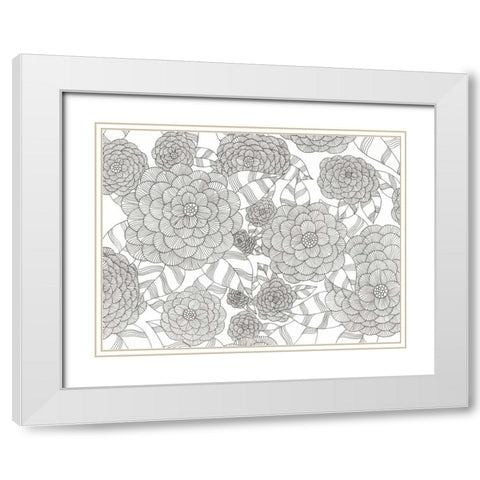 Wild Hydrangeas Less White Modern Wood Framed Art Print with Double Matting by Varacek, Pam
