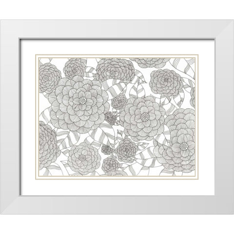 Wild Hydrangeas Less White Modern Wood Framed Art Print with Double Matting by Varacek, Pam