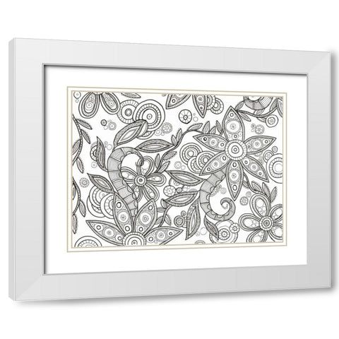 Jungle Flora 1 Less White Modern Wood Framed Art Print with Double Matting by Varacek, Pam