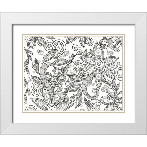 Jungle Flora 1 Less White Modern Wood Framed Art Print with Double Matting by Varacek, Pam