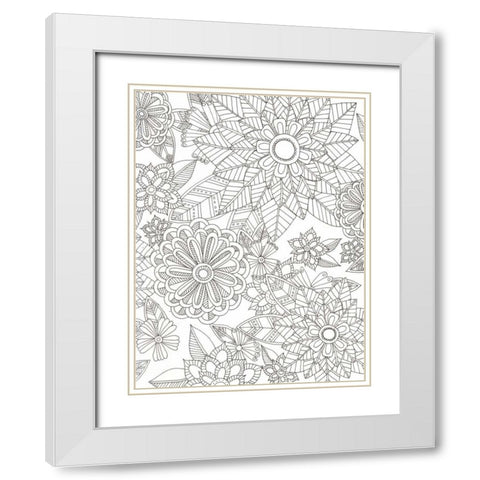 Floral Garden White Modern Wood Framed Art Print with Double Matting by Varacek, Pam