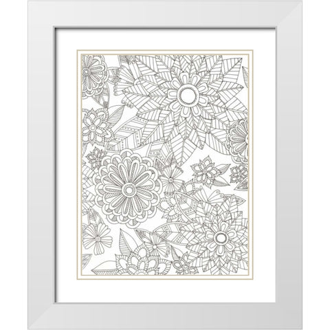 Floral Garden White Modern Wood Framed Art Print with Double Matting by Varacek, Pam