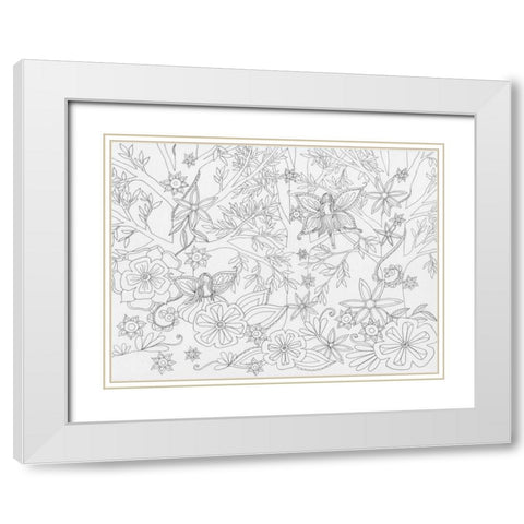 Fairy Floral White Modern Wood Framed Art Print with Double Matting by Varacek, Pam