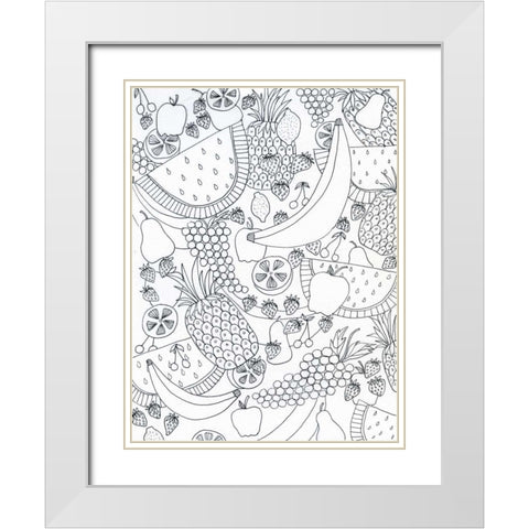 String Fruit White Modern Wood Framed Art Print with Double Matting by Varacek, Pam