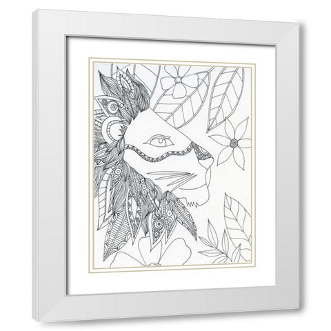 String Lion White Modern Wood Framed Art Print with Double Matting by Varacek, Pam