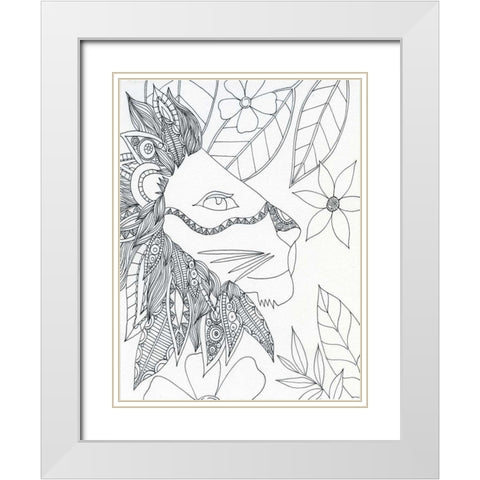 String Lion White Modern Wood Framed Art Print with Double Matting by Varacek, Pam