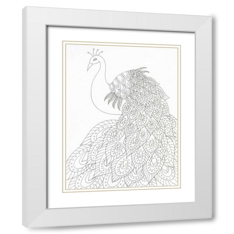 Peacock Queen White Modern Wood Framed Art Print with Double Matting by Varacek, Pam