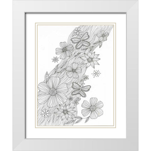 Spring Shower White Modern Wood Framed Art Print with Double Matting by Varacek, Pam