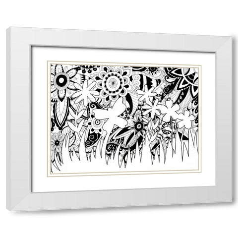 Mozaic Silhouette White Modern Wood Framed Art Print with Double Matting by Varacek, Pam
