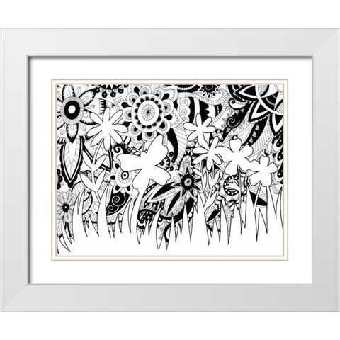 Mozaic Silhouette White Modern Wood Framed Art Print with Double Matting by Varacek, Pam