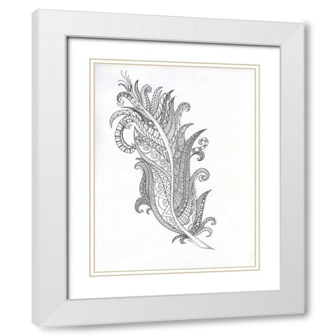Structured Feather White Modern Wood Framed Art Print with Double Matting by Varacek, Pam