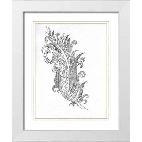 Structured Feather White Modern Wood Framed Art Print with Double Matting by Varacek, Pam