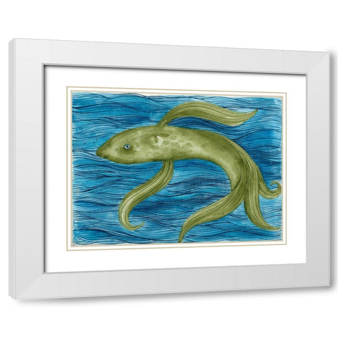 Aquatic Dance White Modern Wood Framed Art Print with Double Matting by Varacek, Pam