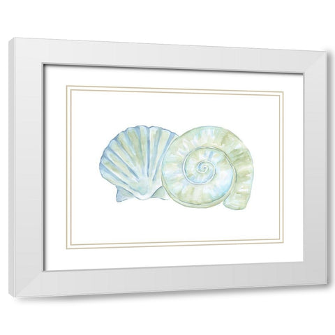Hugging Shells White Modern Wood Framed Art Print with Double Matting by Varacek, Pam