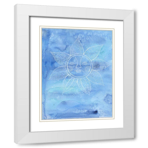 Floral Night Shine White Modern Wood Framed Art Print with Double Matting by Varacek, Pam