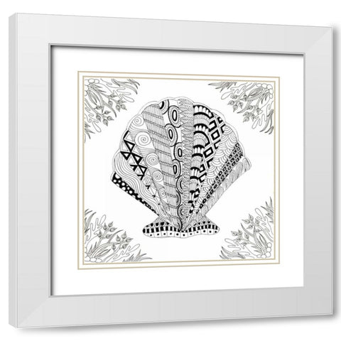 Scallop Boardered White Modern Wood Framed Art Print with Double Matting by Varacek, Pam