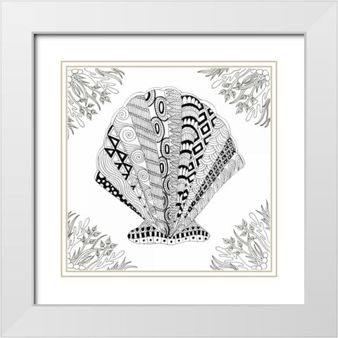 Scallop Boardered White Modern Wood Framed Art Print with Double Matting by Varacek, Pam