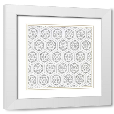 Geometric White Modern Wood Framed Art Print with Double Matting by Varacek, Pam