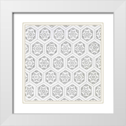 Geometric White Modern Wood Framed Art Print with Double Matting by Varacek, Pam