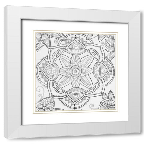 Pond Floral White Modern Wood Framed Art Print with Double Matting by Varacek, Pam