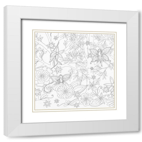 Fairy Floral 1 White Modern Wood Framed Art Print with Double Matting by Varacek, Pam