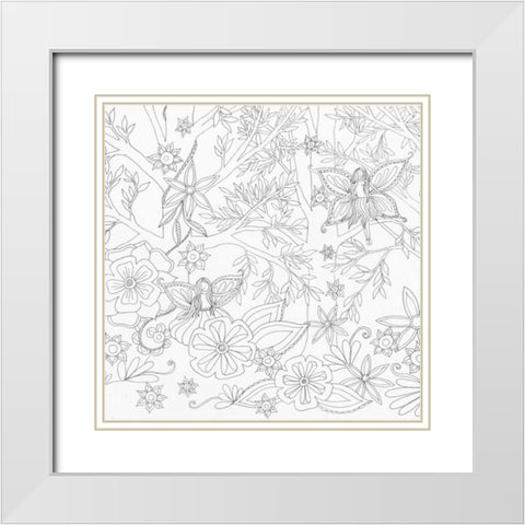 Fairy Floral 1 White Modern Wood Framed Art Print with Double Matting by Varacek, Pam