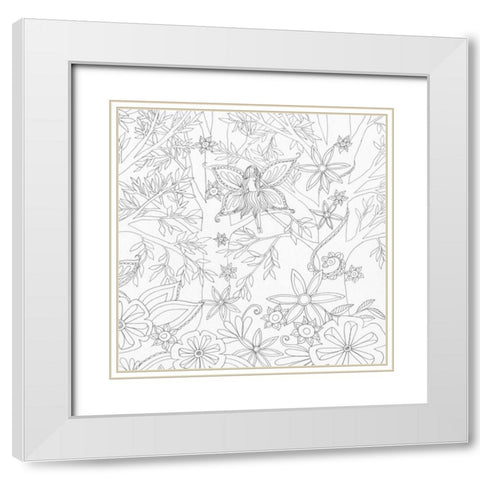Fairy Floral 2 White Modern Wood Framed Art Print with Double Matting by Varacek, Pam