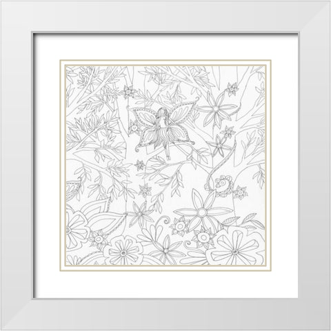 Fairy Floral 2 White Modern Wood Framed Art Print with Double Matting by Varacek, Pam