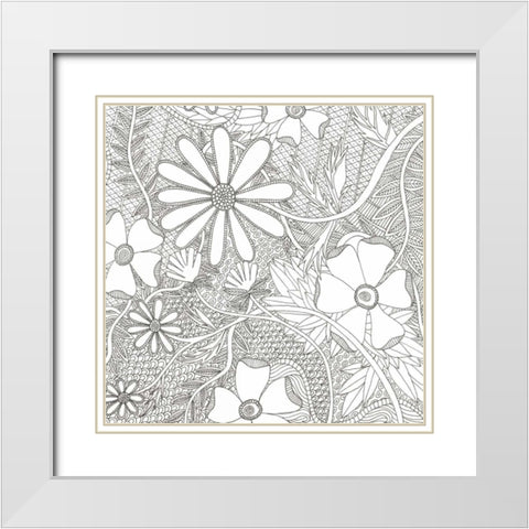 Wild Daisys Less White Modern Wood Framed Art Print with Double Matting by Varacek, Pam