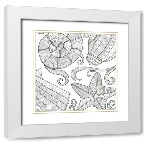 Ocean Floor White Modern Wood Framed Art Print with Double Matting by Varacek, Pam