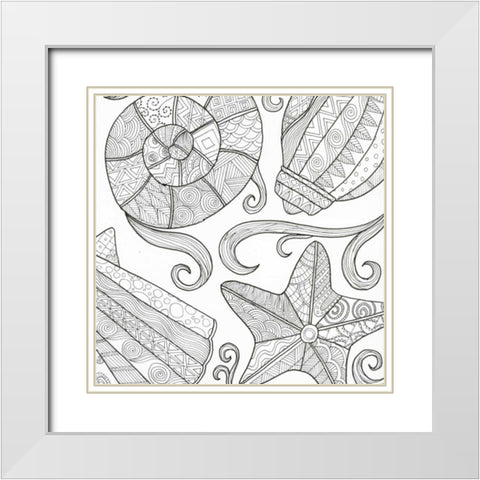 Ocean Floor White Modern Wood Framed Art Print with Double Matting by Varacek, Pam