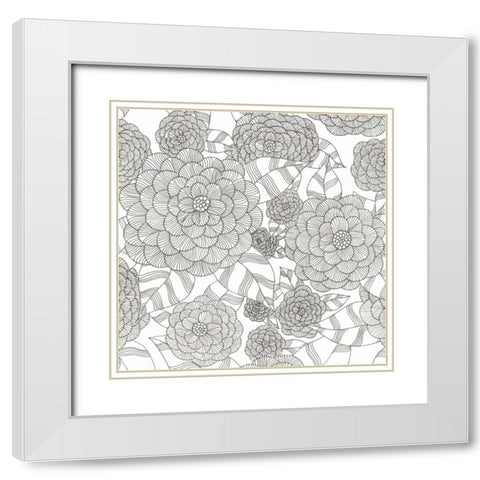 Wild Hydrangeas Less White Modern Wood Framed Art Print with Double Matting by Varacek, Pam