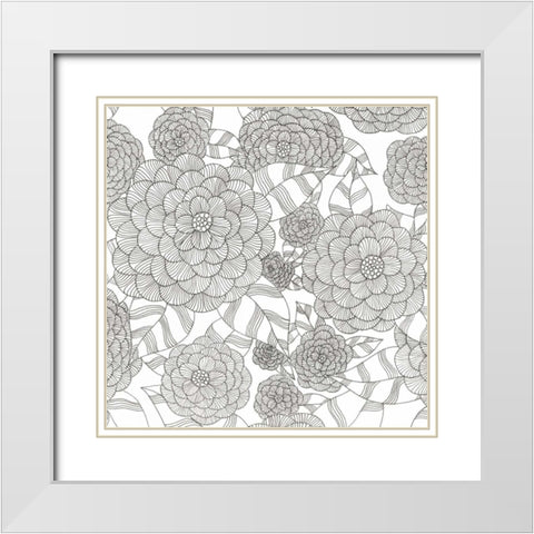 Wild Hydrangeas Less White Modern Wood Framed Art Print with Double Matting by Varacek, Pam
