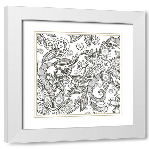 Jungle Flora 1 Less White Modern Wood Framed Art Print with Double Matting by Varacek, Pam